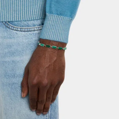 Jan Leslie Dash Rectangle Link Bracelet In Green