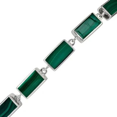 Jan Leslie Dash Rectangle Link Bracelet In Green