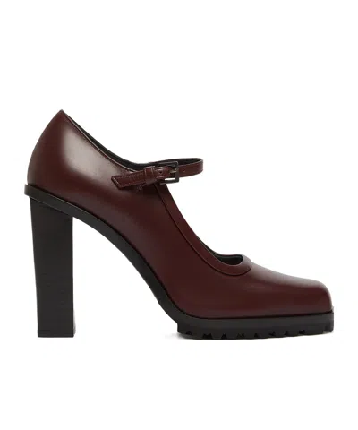 Max Mara Mary Janes In Leather In Burgundy