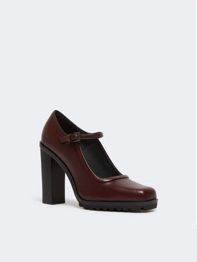Max Mara Mary Janes In Leather In Burgundy