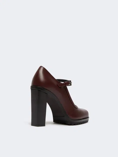 Max Mara Mary Janes In Leather In Burgundy