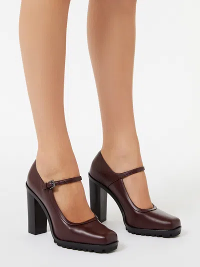 Max Mara Mary Janes In Leather In Burgundy