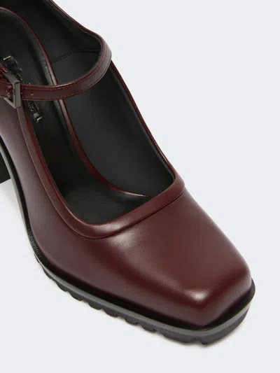 Max Mara Mary Janes In Leather In Burgundy