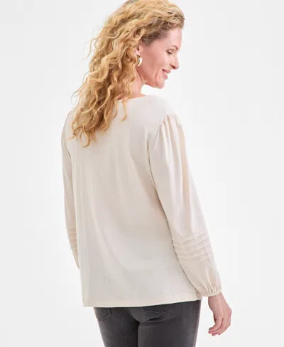 Style & Co Women's Embroidery Long-sleeve Knit, Macy's Exclusive In Brown