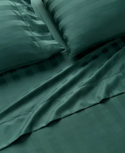 Charter Club 1.5" Stripe 550 Thread Count 100% Cotton 3-pc. Sheet Set, Twin, Exclusively At Macy's In Green