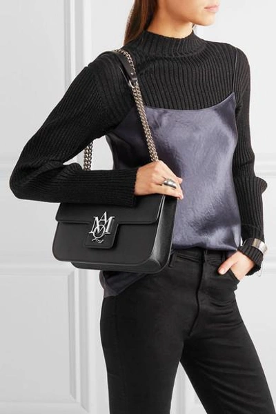 Shop Alexander Mcqueen Insignia Textured-leather Shoulder Bag