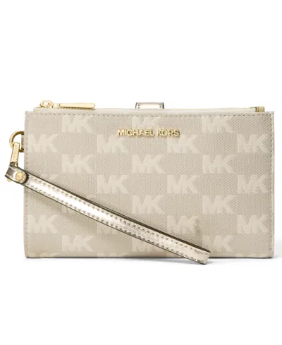 Michael Kors Michael  Jet Set Double Zip Wristlet In Gold