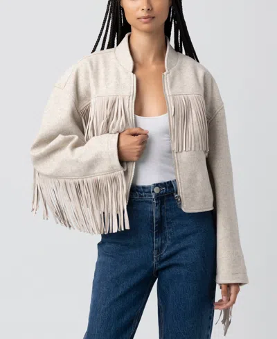 Blanknyc Fringe Crop Jacket In Neutral