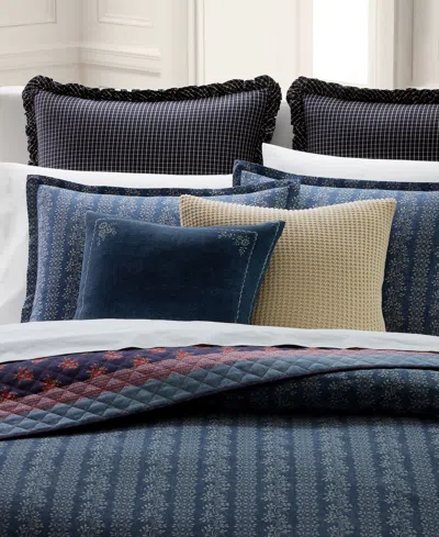 Ralph Lauren Gena Soft Cotton Reversible 3-pc. Comforter Set, Full/queen In Blue