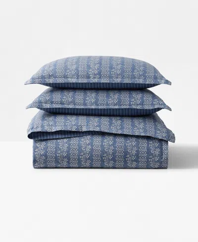 Ralph Lauren Gena Soft Cotton Reversible 3-pc. Comforter Set, Full/queen In Blue