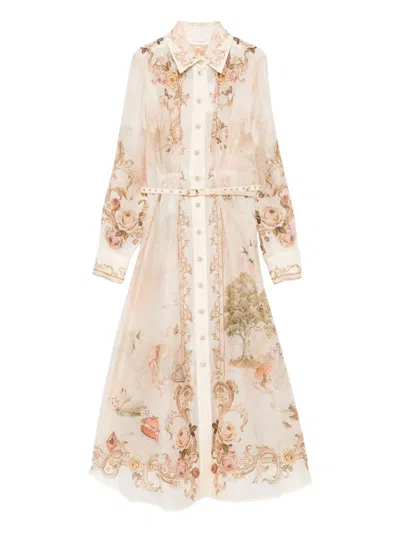 Zimmermann 'memento Buttoned Midi' Dress In Neutral