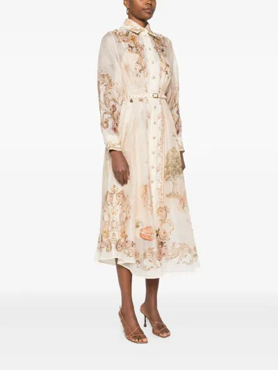 Zimmermann 'memento Buttoned Midi' Dress In Neutral