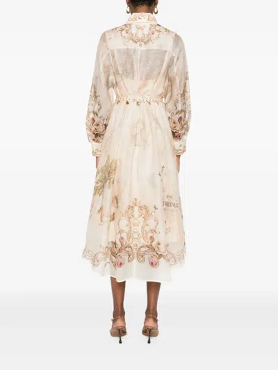 Zimmermann 'memento Buttoned Midi' Dress In Neutral