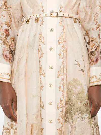 Zimmermann 'memento Buttoned Midi' Dress In Neutral