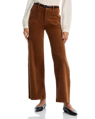 Frame Le Slim Palazzo Modernist Pocket Cotton-blend Corduroy High-rise Wide-leg Pants In Brown