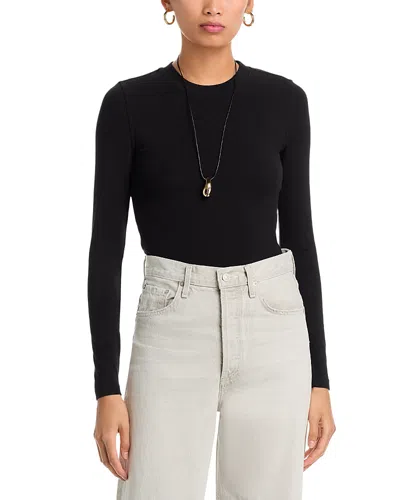 Frame The Long Sleeve Rib Tee In Black