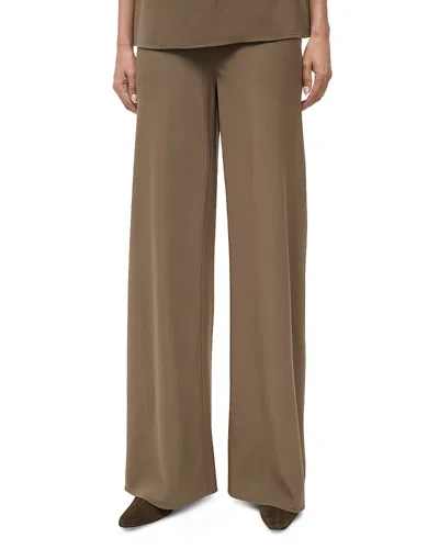 Staud Stroll Crepe Flared Pants In Brown