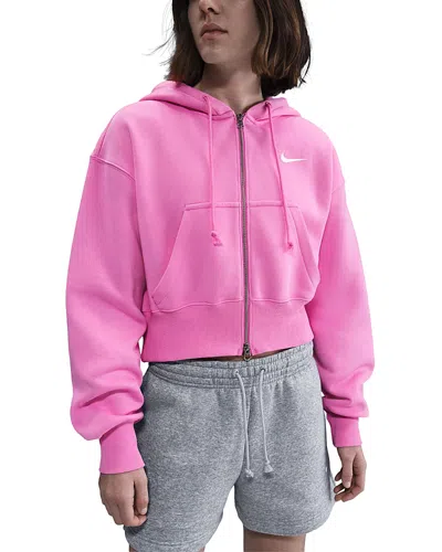 Nike Phoenix Relaxed Fit Cotton Blend Fleece Hoodie In Pink