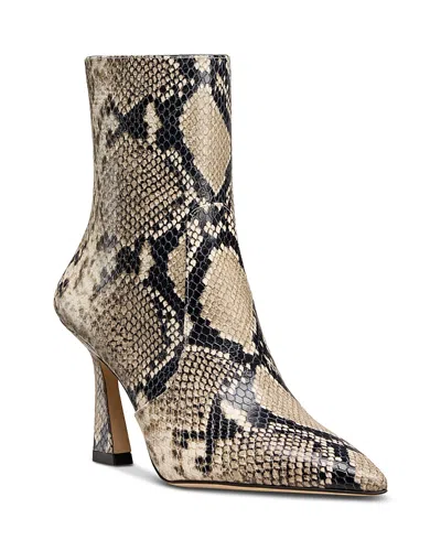 Stuart Weitzman Vinnie Snake-printed Leather Booties In Gray