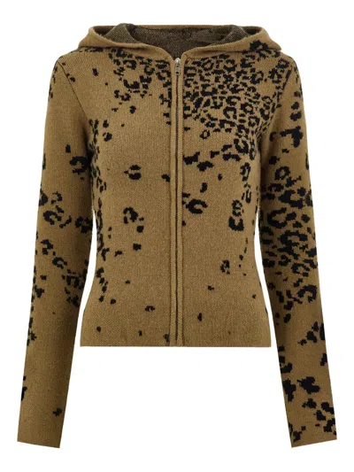 Protémoa Cheetah-print Zip-up Hoodie In Brown