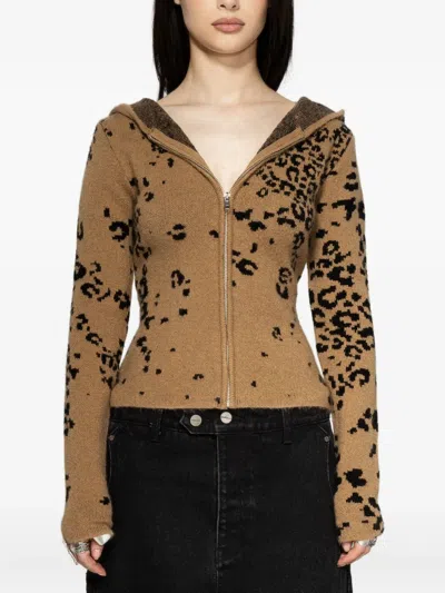 Protémoa Cheetah-print Zip-up Hoodie In Brown