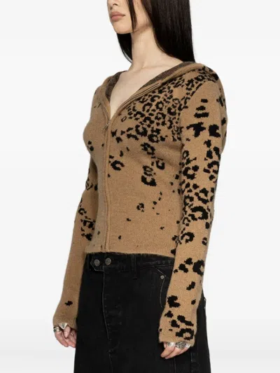 Protémoa Cheetah-print Zip-up Hoodie In Brown