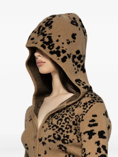 Protémoa Cheetah-print Zip-up Hoodie In Brown