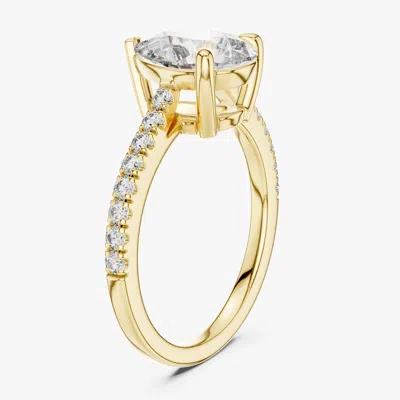 Pre-owned The Diamond Edit 2.00 Cts Pear & Round 18k Yellow Gold Lab Grown Diamond Ring Size 53