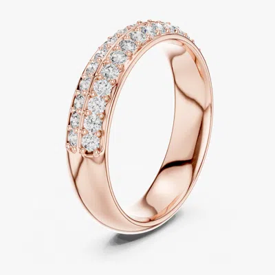 Pre-owned The Diamond Edit 0.5 Cts Double Line Round Cut 18k Rose Gold Lab Grown Diamond Ring Size 53
