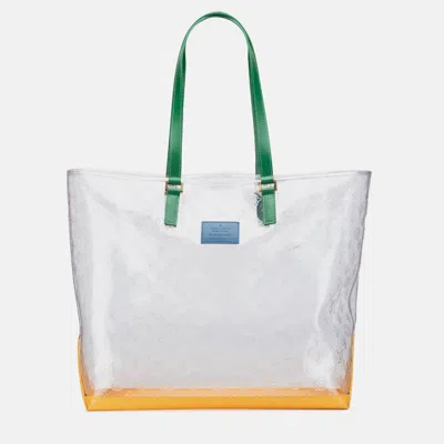 Pre-owned Louis Vuitton White Limited Edition Brazil 500th Anniversary Monogram Vinyl Clear Cabas