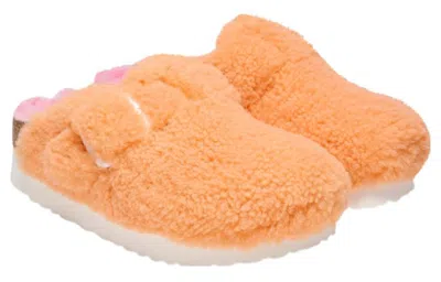 Birkenstock (wmns)  Boston Big Buckle Platform Fur Narrow Fit 'papaya/candy Pink' In Orange