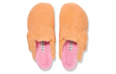 Birkenstock (wmns)  Boston Big Buckle Platform Fur Narrow Fit 'papaya/candy Pink' In Orange
