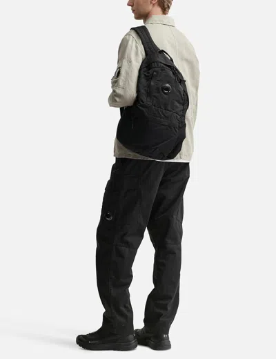 C.p. Company Navy Nylon B Lens Backpack In Black