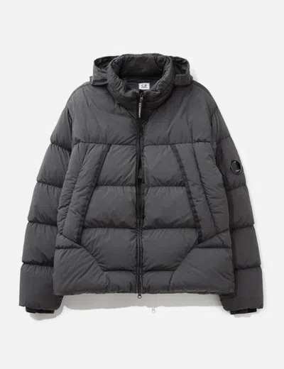 C.p. Company Nycra-r Hooded Down Jacket In Gray