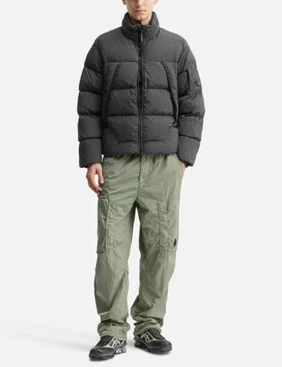 C.p. Company Nycra-r Hooded Down Jacket In Gray