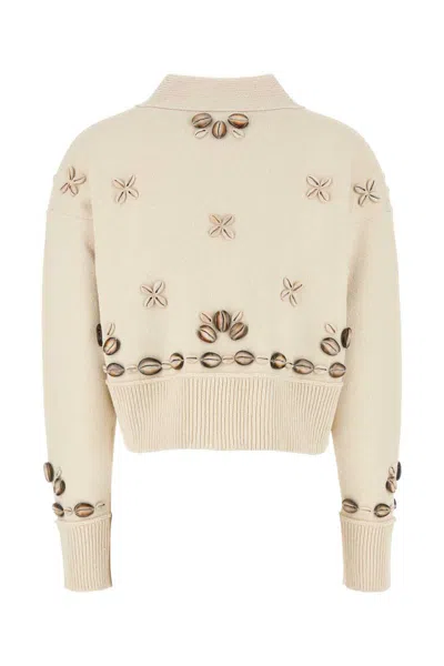 Alanui Cardigan Ocean Dream Oversize In Misto Seta Avorio Donna In White