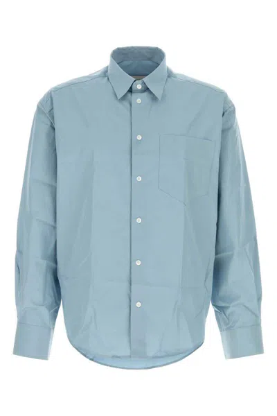 Ami Alexandre Mattiussi Poplin Shirt With Button Cuffs And Collar In Blue