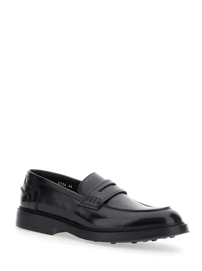 Doucal's Adler Black Slip-on Loafers In Smooth Leather Man In Multi