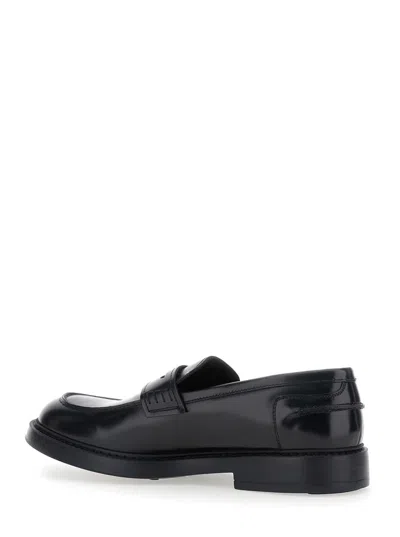 Doucal's Adler Black Slip-on Loafers In Smooth Leather Man In Multi