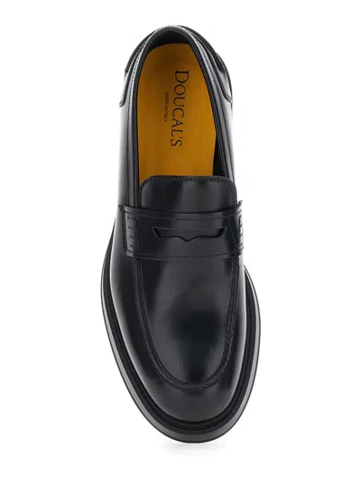 Doucal's Adler Black Slip-on Loafers In Smooth Leather Man In Multi