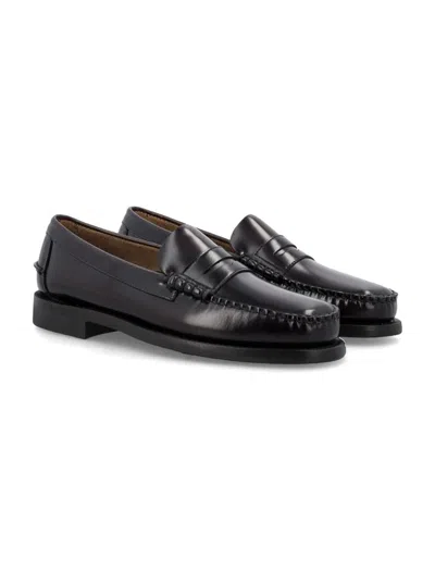 Sebago Round Toe Slip-on Moccasins With Cut-out Upper Design In Black
