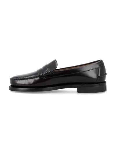Sebago Round Toe Slip-on Moccasins With Cut-out Upper Design In Black