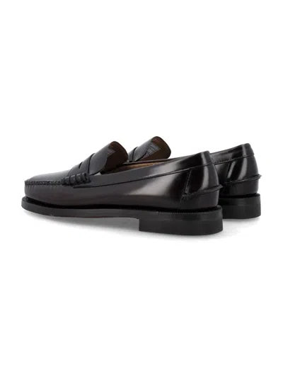 Sebago Round Toe Slip-on Moccasins With Cut-out Upper Design In Black