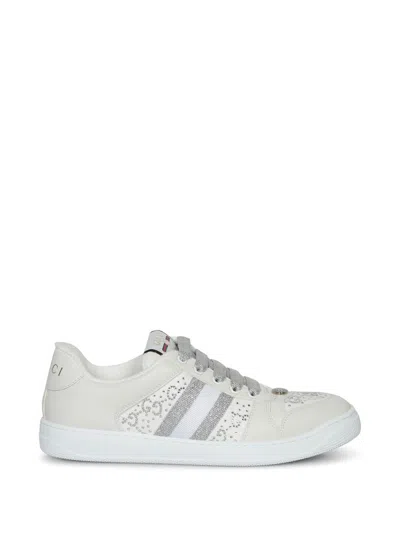 Gucci Screener Crys White-grey Sneakers In Animal Print