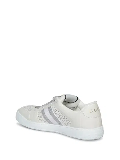 Gucci Screener Crys White-grey Sneakers In Animal Print