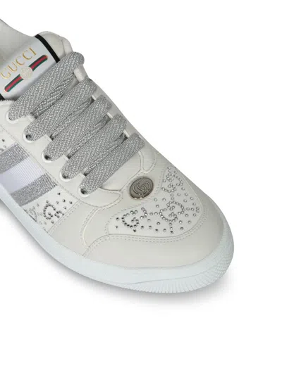 Gucci Screener Crys White-grey Sneakers In Animal Print