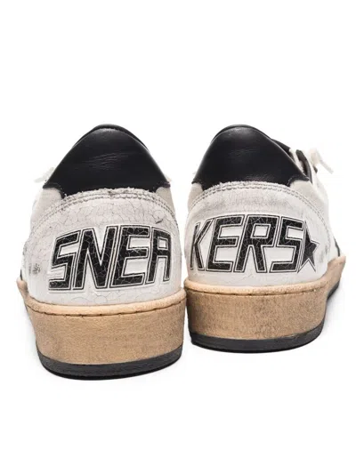 Golden Goose White And Black Leather Ball Star Low Sneakers In White