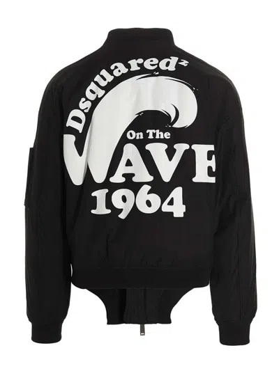Dsquared2 Onthewave Nylon Bomber Jacket In Black