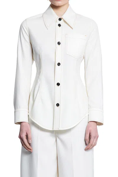 Bottega Veneta Travel Light Wool Shirt In White