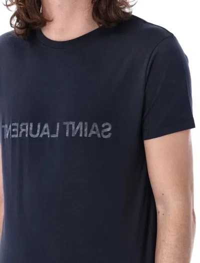 Saint Laurent Reverse Logo T-shirt In Blue
